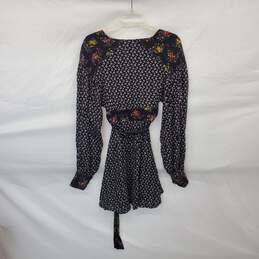 Free People Black Floral Patterned Belted Dress WM Size S alternative image