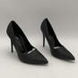 Womens Black Pointed Toe Fashionable Slip-On Stiletto Pump Heels Size 8 image number 4