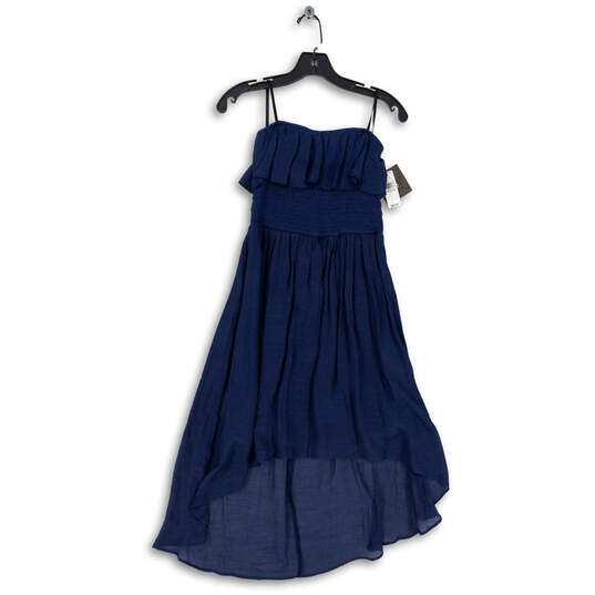 NWT Womens Blue Ruffle Hi-Low A-Line Dress Size Medium image number 1