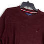Mens Red Tight-knit Long Sleeve Crew Neck Pullover Sweater Size Large image number 3