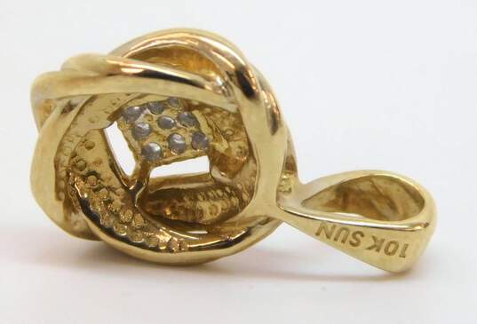 Elegant 10k Yellow Gold Diamond Accent Love Knot Pendant 1.8g image number 5