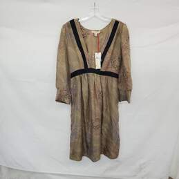 Harkham Taupe Floral Patterned Silk Midi Dress WM Size S NWT