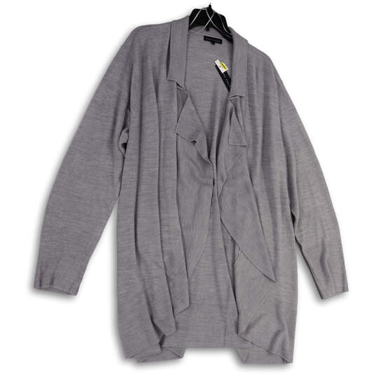 NWT Womens Gray Knitted Long Sleeve Open Front Cardigan Sweater Size 3X image number 1