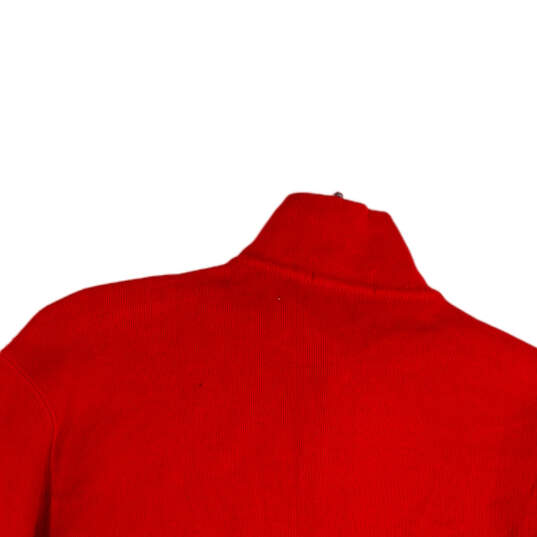 Mens Red Long Sleeve Mock Neck Quater Zip Pullover Sweater Size M image number 2