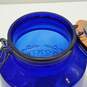 Crownford Giftware 4 Qt. Blue Flip Top Glass Jar Made in Italy 1979 image number 4