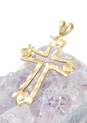 14K Yellow Gold Etched Cut Out Cross Pendant 0.9g image number 2