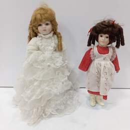 Bradley & Hamilton Collection Porcelain Dolls w/ Stands
