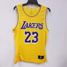 Mens Yellow Los Angeles Lakers LeBron James #23 NBA Basketball Jersey Size S