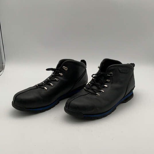 Mens A14M3 Black Leather Round Toe Lace-Up Ankle Hiking Boots Size 12M image number 3