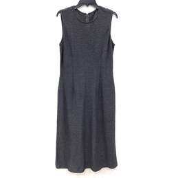 ST. JOHN Flint Grey Milano Knit Sleeveless Draped Sheath Dress Size 10 with COA NWT