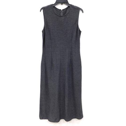ST. JOHN Flint Grey Milano Knit Sleeveless Draped Sheath Dress Size 10 with COA NWT image number 1