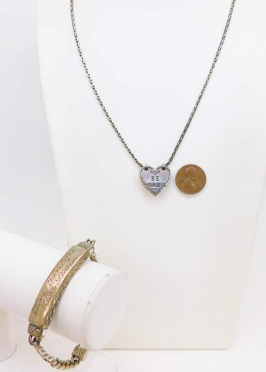 Brighton Be Yourself Necklace & Live The Life You Love Silver Tone Bracelet 42.0g image number 5