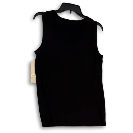 NWT Womens Black Sleeveless Round Neck Pullover Tank Top Size Small image number 2