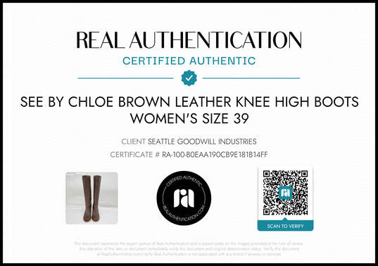 See by Chloe Brown Leather Knee High Boots Women's Size 8.5 AUTHENTICATED image number 6