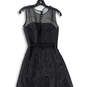 Womens Black Shimmer Sleeveless Round Neck A-Line Dress Size 10 image number 4
