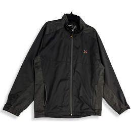 Mens Gray Long Sleeve Mock Neck Pockets Full-Zip Windbreaker Jacket Size XL