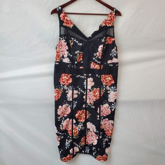 Torrid Body Con Black Pink Floral Dress in Size 1 NWT image number 1