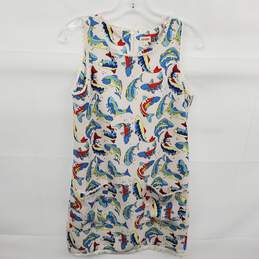 KENZO Women's Fish Print Sleeveless White Mini Dress Size Medium