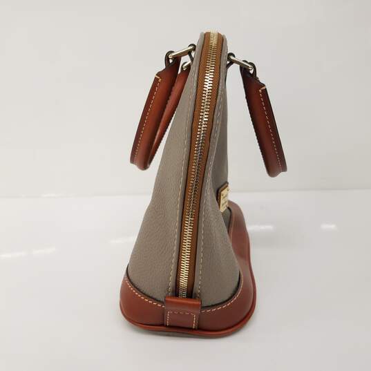 Dooney & Bourke Taupe Leather Top Handle Satchel Bag image number 2
