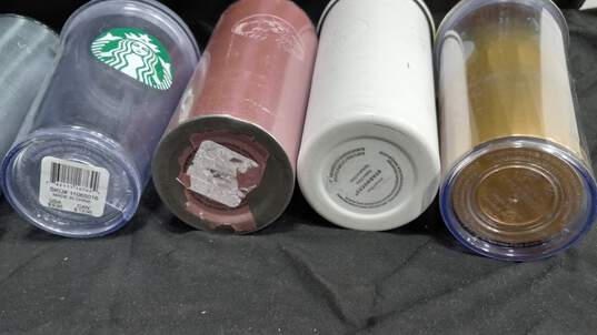 7pc Bundle of Assorted Starbucks Tumblers W/Lids image number 3