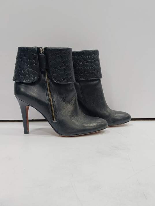 Coach Women's A7324 Black Leather Embossed Cuff MacKenna Ankle Boots Size 9B image number 3