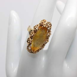 14K Yellow Gold Marquise Cut Citrine Ring Size 6.5 - 6.9g alternative image
