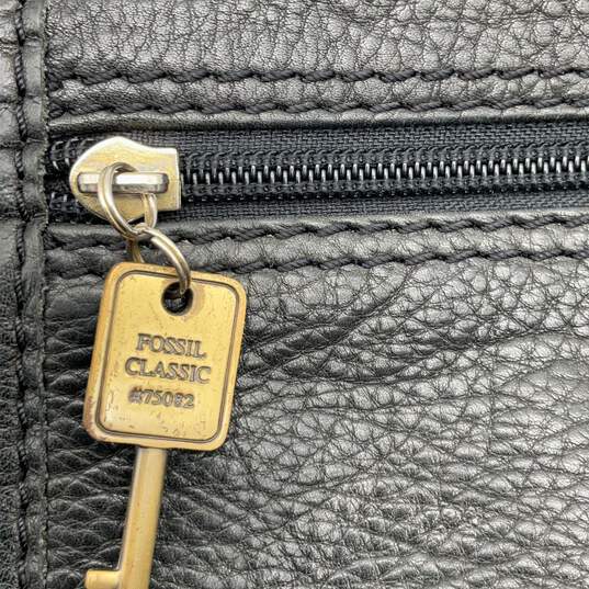 Womens Black Leather Inner Outer Pocket Adjustable Strap Drawstring Backpack image number 5