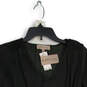 Womens Black Long Sleeve V-Neck Pullover Peplum Blouse Top Size XS image number 3