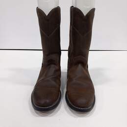 Justin Basics Men's JBL3001 Brown Leather Round Toe Western Boots Size 8B