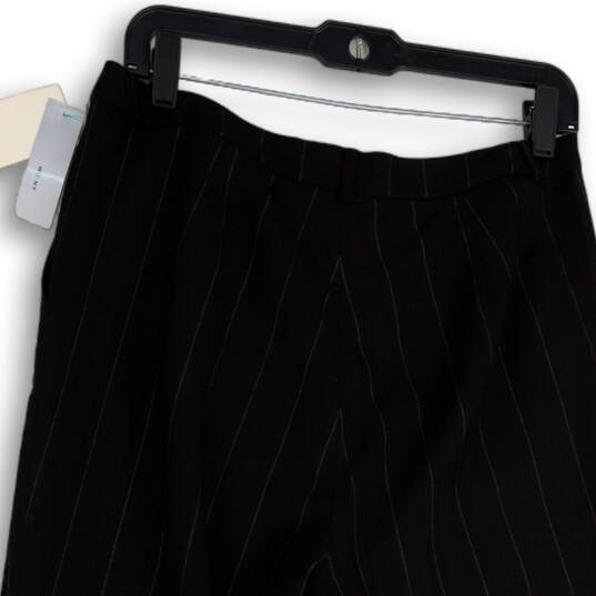NWT Womens Black Pinstripe Flat Front Pockets Straight Leg Dress Pants 10 image number 4