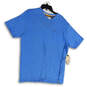 NWT Womens Blue Space Dye Short Sleeve V-Neck Pocket Pullover T-Shirt Sz XL image number 1