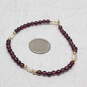 14K Yellow Gold Purple Garnet & Pearl Beaded Bracelet 4.9g image number 3