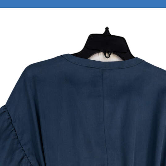 NWT Womens Blue Round Neck Short Sleeve Belted Shirt Dress Size 8 image number 4