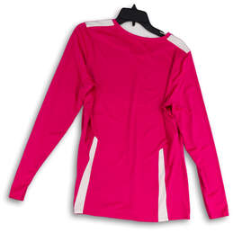 Womens Pink V-Neck Long Sleeve Heatgear Logo Pullover T-Shirt Size Large alternative image