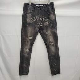 Billionaire Boys Club MN's Black Distressed Cotton Blend Trek Jeans 34 x 30
