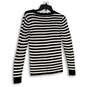 NWT Womens White Black Knitted Long Sleeve V-Neck Pullover Sweater Size S image number 2