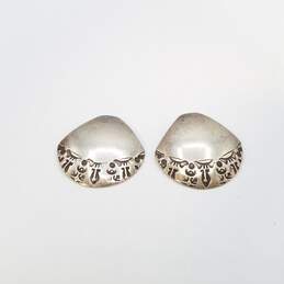 M. Sution Sterling Silver Designer Etched Earrings Damage 5.8g