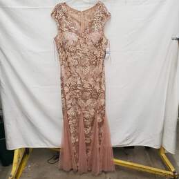 NWT Alex Evenings WM's Rose Gold Sequin 2 Pc Garment Maxi Formal Dress Size 18
