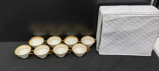 Bundle of 8 Lenox Ceramic White and Gold Tone Tea Cups image number 1