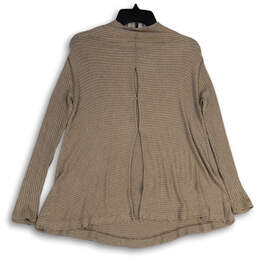 Womens Tan Long Sleeve Back Keyhole Ribbed Tunic Blouse Top Size XS alternative image