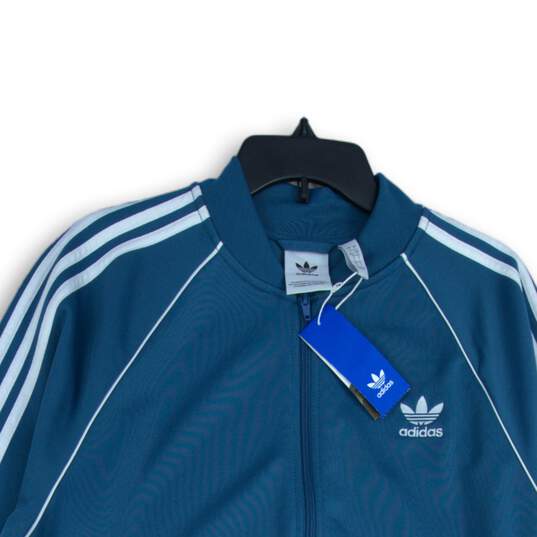 NWT Adidas Womens Blue Superstar Long Sleeve Full-Zip Track Jacket Size L image number 3