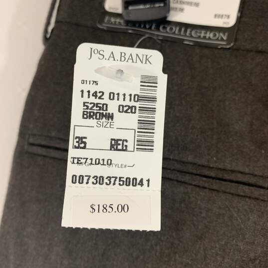 Men's Grey-Brown Jos. A. Bank Unhemmed Dress Pants, Sz. 35R image number 3