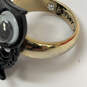 Designer Betsey Johnson Stylish Gold-Tone Google Black Owl Eyes Ring image number 4