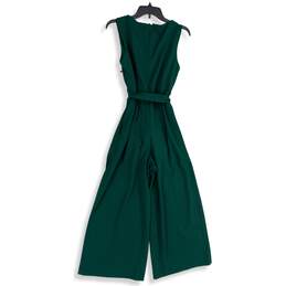 Calvin Klein Womens Green V-Neck Sleeveless Tie Waist One-Piece Jumpsuit Size 8 alternative image