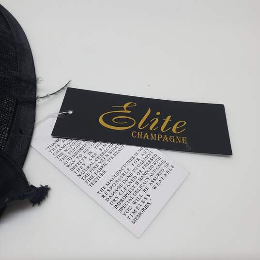 Elite Champagne Sunday Kentucky Derby Fascinator Hat In Black w/Bow Feathers image number 6