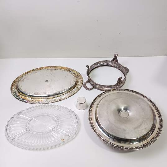 Lot of Sterling Silver Plated Serving Dishes & Platters image number 3
