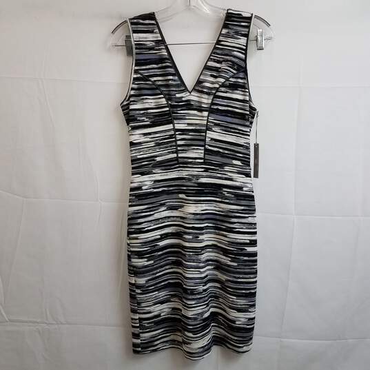 Abstract stripe patterned sleeveless ponte knit dress S image number 3