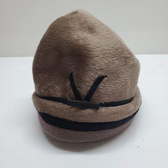 Oleg Cassini Brown Faux Fur Vintage 60s Hat image number 1