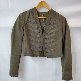 Free People Green Embellished Jacket in Size XS