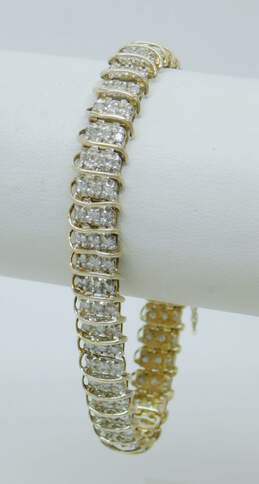 10K Two Tone Gold 3.22 CTTW Diamond Tennis Bracelet 14.6g